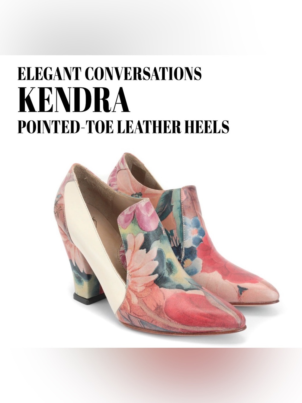 Fluevog NEW WO BOX Elegant Conversations Kendra floral/cream heeled loafer -10.5